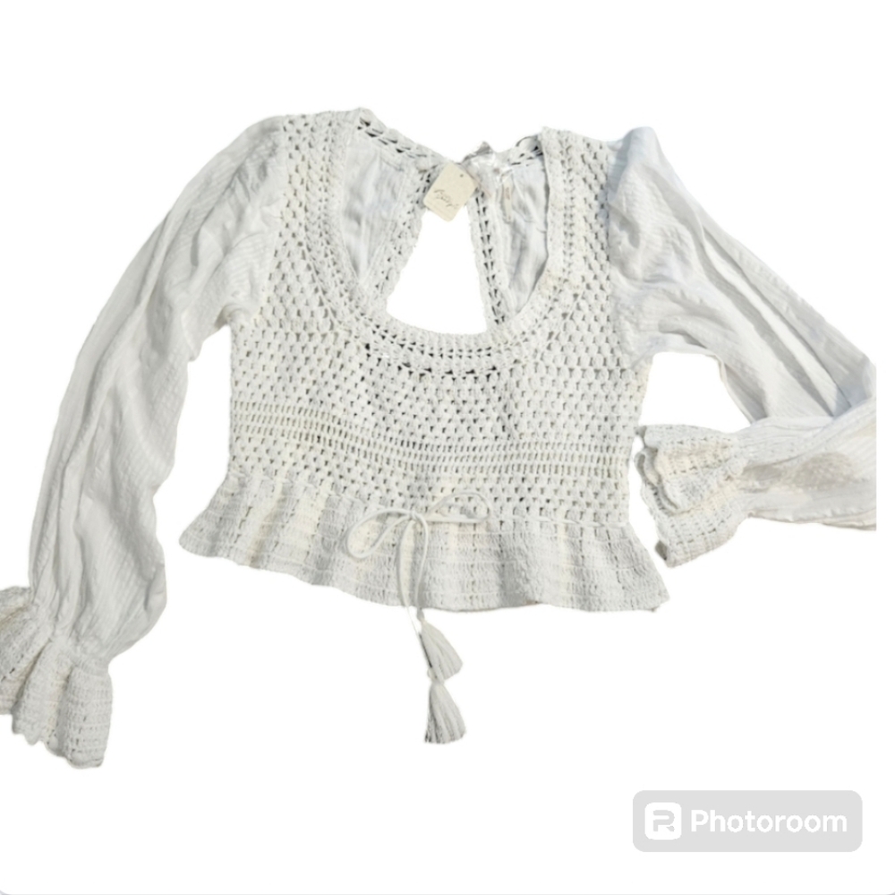 Free People White Crochet Blouse - Picture 6 of 11